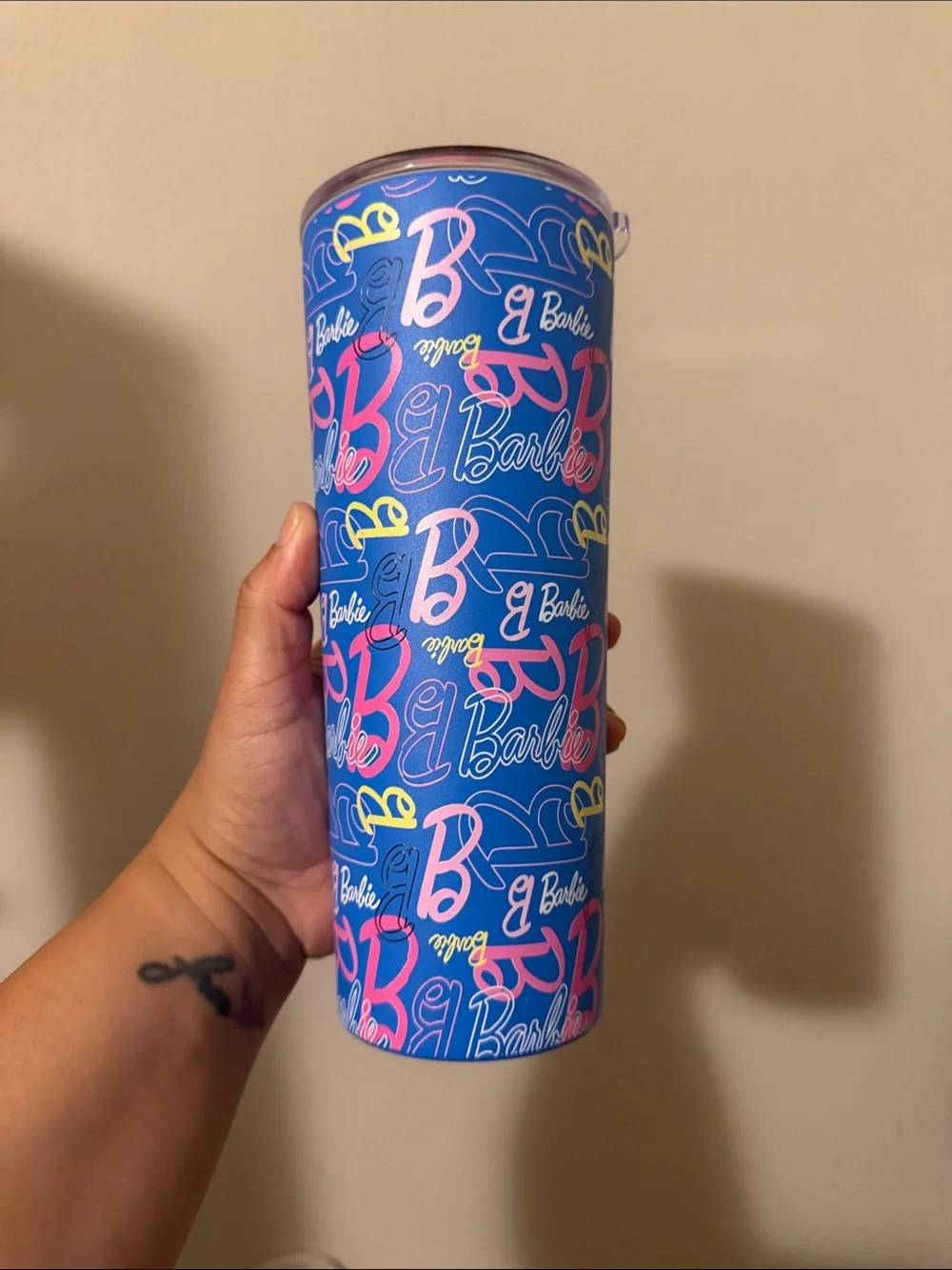 Barbie Blue Tumbler with Pink and Yellow Logos - Barbie